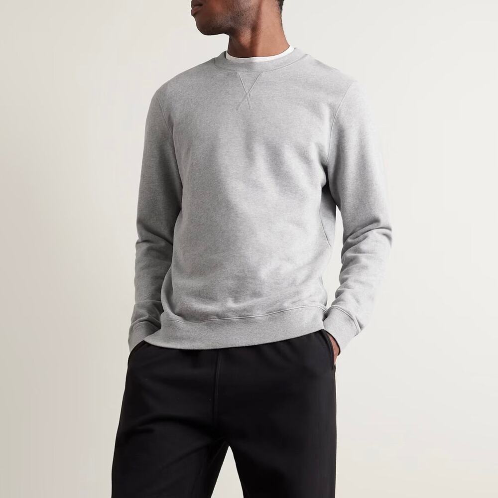 Sunspel Loopback Crewneck Grey Melange Sweatshirt XXL NEW Cotton Pullover 2XL